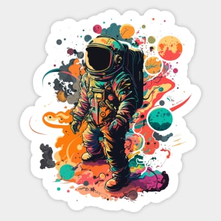 Astronaut in Space Colorful Vibrant Psychedelic Sticker